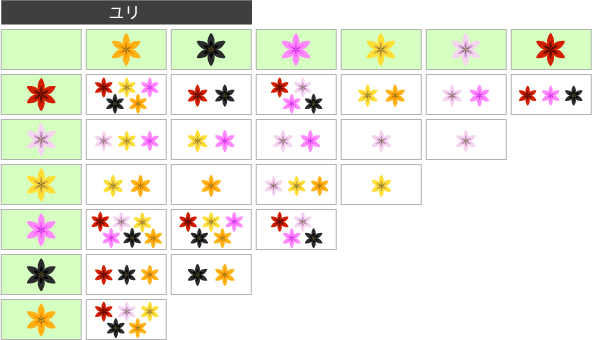 花の交配表（ユリ）